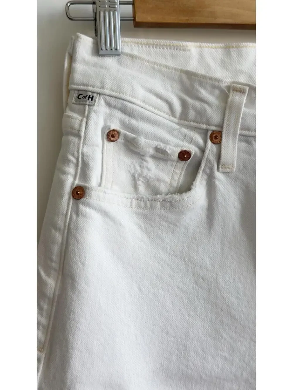 Citizens of Humanity Florence High Rise Crop Wide Straight Jeans White 25